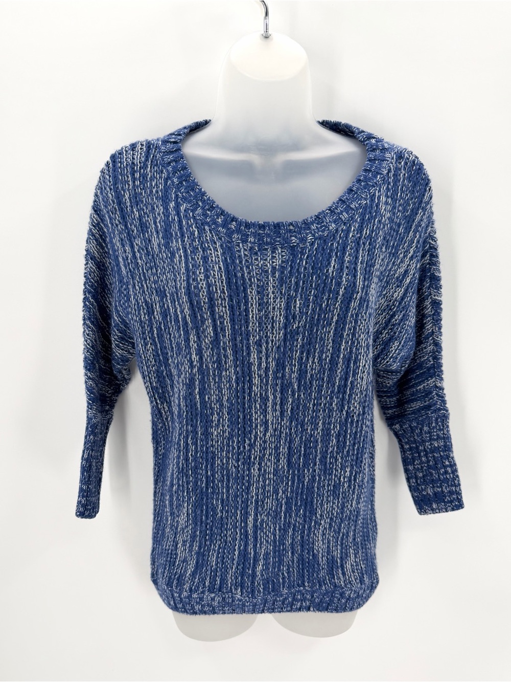 Express Dolman Sweater Womens S Blue 3/4 Dolman Sleeve Knit Pullover Scoop Neck